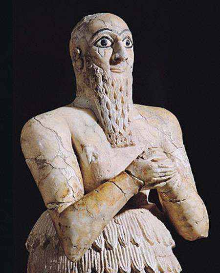 Detail of a statue of Itur-Shamagen, King of Mari, at prayer, from Mari, Middle Euphrates von Mesopotamian
