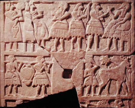 Votive plaque depicting an offering scene, from Diyala, Early Dynastic Period von Mesopotamian