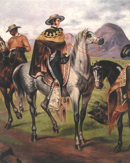 Mexican Horse Rider, Copy of a lithograph by Carlos Nobel von Mexican School