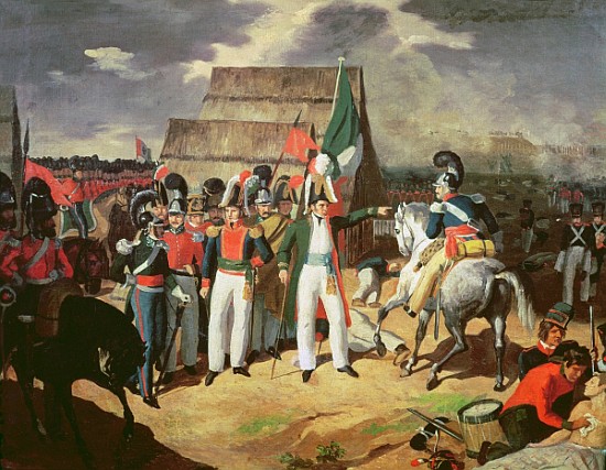 Santa Anna defies the Spanish troops of Ferdinand VII von Mexican School