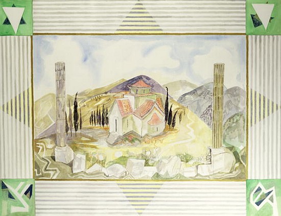Temple in Hosios Lukas Country from the Greek Experience Series, 1989 (w/c)  von Michael  Chase