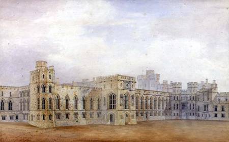 Windsor Castle and the North East View of the Upper Ward (pen & ink and w/c on paper) von Michael Gandy