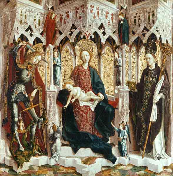 The Virgin and Child Enthroned, c.1475 (oil on silver fir) von Michael Pacher