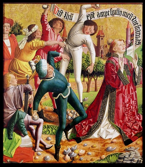 The Stoning of St. Stephen, from the Altarpiece of St. Stephen, c.1470 von Michael Pacher