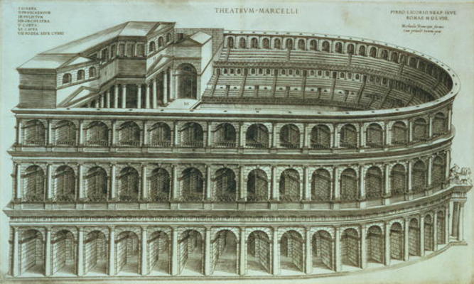 Plan of the Theatre of Marcellus, Rome, 1558 (engraving) von Michael Tramezini