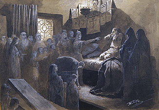 Iwan dem Schrecklichen erscheinen die Geister seiner Opfer. von Michail Konstantinowitsch Klodt