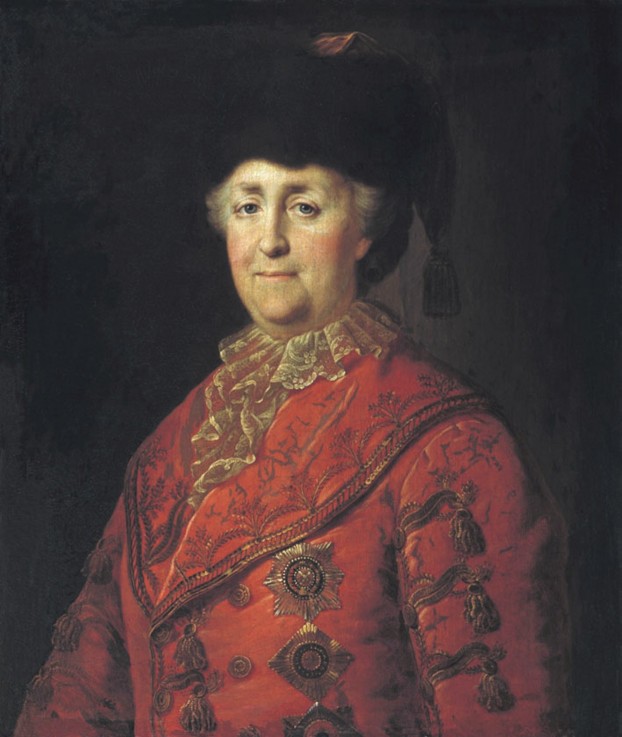 Porträt der Kaiserin Katharina II. (1729-1796) in Reisekleidung von Michail Schibanow