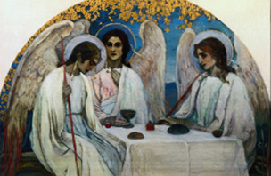 Die hl. Dreifaltigkeit in gestalt der drei Engel von Michail Wassiljew. Nesterow