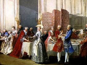 English Tea in the Salon des Quatre Glaces at the House of the Prince de Conti (1717-76) Palais du T 1766