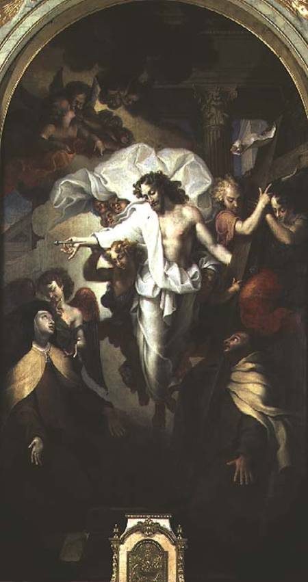 Christ Resurrected between St. Theresa of Avila (1515-82) and St. John of the Cross (1524-91) von Michel des Gobelins Corneille