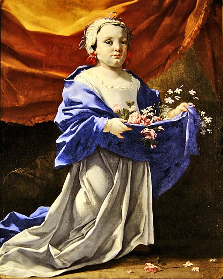 Young girl carrying flowers von Michel Dorigny