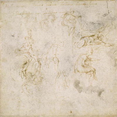 Study of Figures, c.1511 (pen & ink on paper) von Michelangelo (Buonarroti)