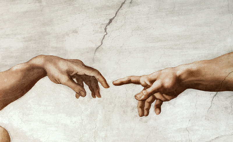 Ausschnitt aus Die Erschaffung Adams von Michelangelo (Buonarroti)