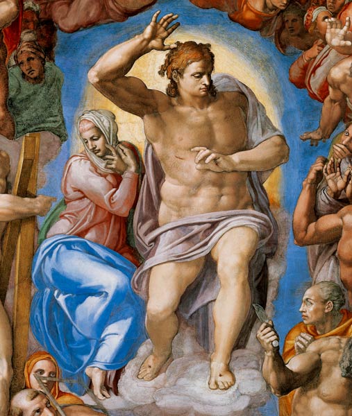 Das Jüngste Gericht - Christus und Maria (Ausschnitt Sixtinische Kapelle) von Michelangelo (Buonarroti)