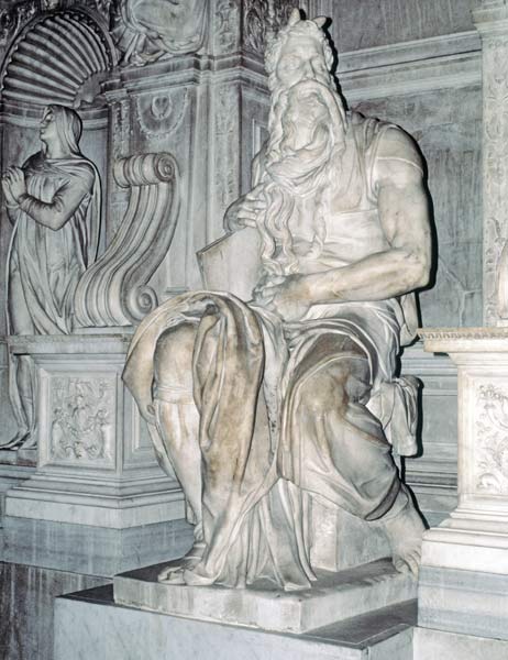 Moses, sculpture from the tomb of Pope Julius II (1453-1513) 1513-16 (marble)  von Michelangelo (Buonarroti)