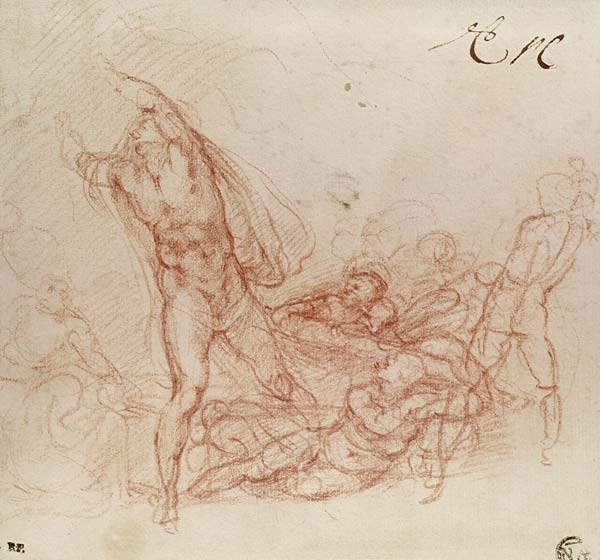 Die Auferstehung Christi (Skizze) von Michelangelo (Buonarroti)