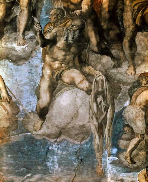Sistine Chapel Ceiling: The Last Judgement, detail of St. Bartholomew holding his flayed skin von Michelangelo (Buonarroti)
