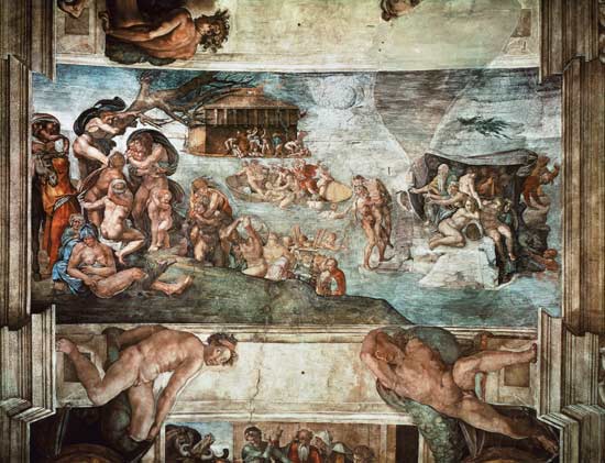 Sistine Chapel Ceiling: The Flood von Michelangelo (Buonarroti)