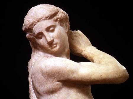 Apollo, or David, detail of the head sculpture by Michelangelo Buonarroti (1475-1564) von Michelangelo (Buonarroti)