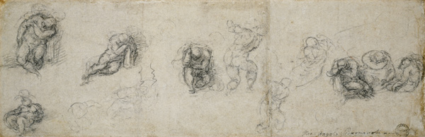 Study of Apostles, c.1550-55 (black chalk on paper) von Michelangelo (Buonarroti)