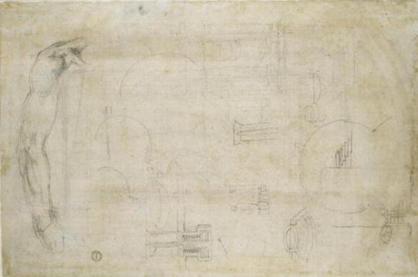 Architectural studies, c.1538-50 (black chalk on paper) von Michelangelo (Buonarroti)