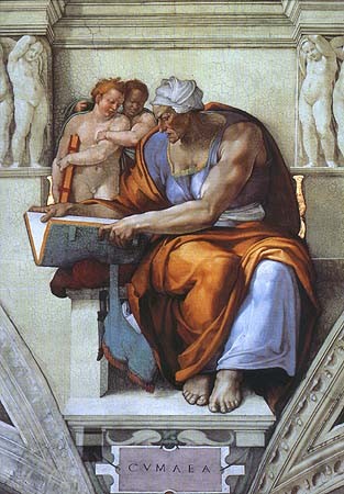 Cumaeische Sibylle (Ausschnitt Sixtinische Kapelle) von Michelangelo (Buonarroti)
