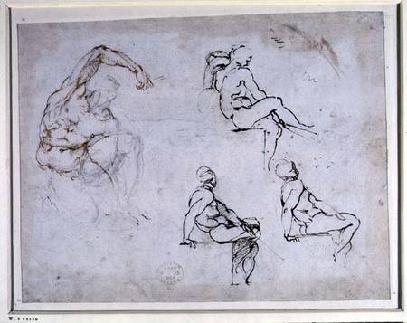 Figure Drawings (W.8 verso) von Michelangelo (Buonarroti)