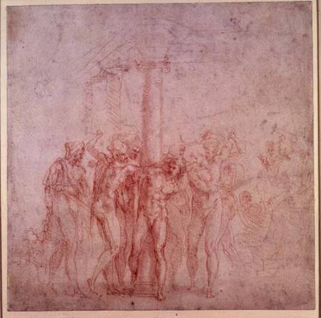 Inv. 1895 6-15-500. R. (W.15) The Flagellation of Christ (red chalk) von Michelangelo (Buonarroti)