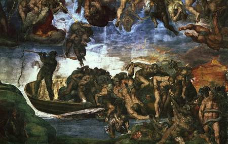 Last Judgement: detail from the bottom right corner, Sistine Chapel von Michelangelo (Buonarroti)