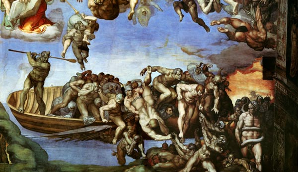 Das Jüngste Gericht - Das Boot des Charon (Ausschnitt Sixtinische Kapelle) von Michelangelo (Buonarroti)