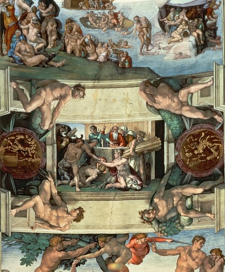 Sistine Chapel Ceiling (1508-12): The Sacrifice of Noah, 1508-10 von Michelangelo (Buonarroti)