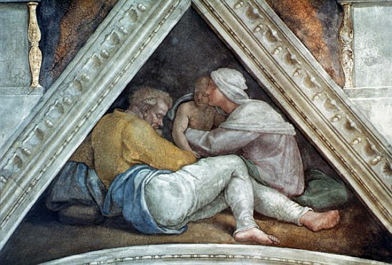 Sistine Chapel Ceiling: The Ancestors of Christ (pre restoration) von Michelangelo (Buonarroti)