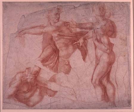 Studies of Male Nudes (red chalk) von Michelangelo (Buonarroti)