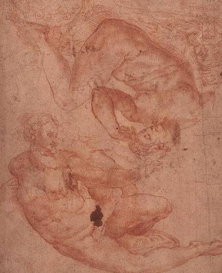 Studies of Nudes Inv.1946/7/13/371 Recto (W.99) von Michelangelo (Buonarroti)