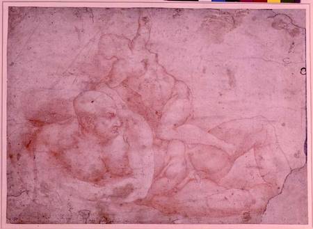 Study of a Male and Female Nude (red chalk) von Michelangelo (Buonarroti)