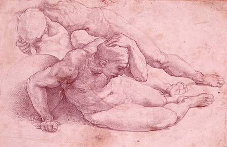 Study of Three Male Figures (after Raphael) von Michelangelo (Buonarroti)
