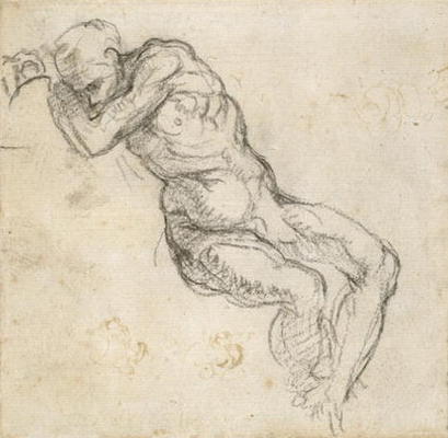 Study of a male nude, c.1511 (pen & black chalk on paper) von Michelangelo (Buonarroti)