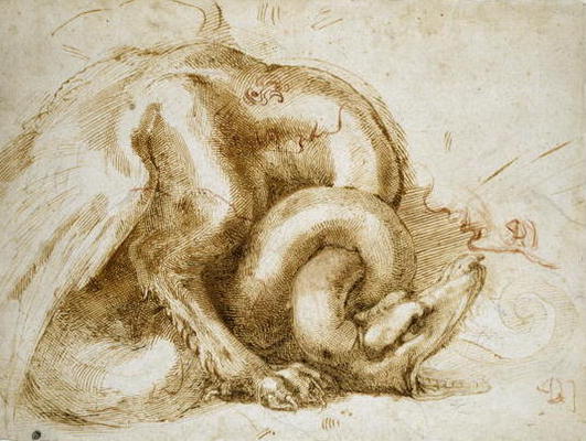 Study of a Winged Monster, c.1525 (red & black chalk on paper) von Michelangelo (Buonarroti)
