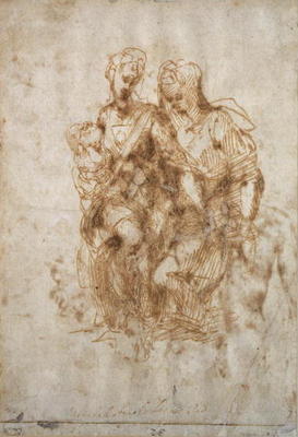Study of St. Anne, after Leonardo Da Vinci's 'Anne', c.1502 (pen & ink on paper) von Michelangelo (Buonarroti)
