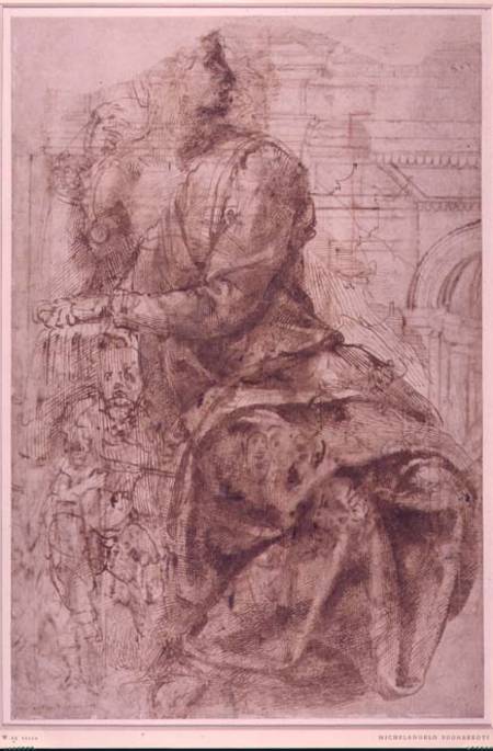 Study of Sibyl (ink) Inv.5/2/115 Recto (W.29) von Michelangelo (Buonarroti)