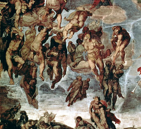 The Righteous Drawn up to Heaven, detail from ''The Last Judgement'', in the Sistine Chapel, c.1508- von Michelangelo (Buonarroti)