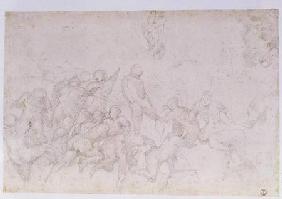 Preparatory sketch for the 'Battle of the Cascina' and two additional sketches