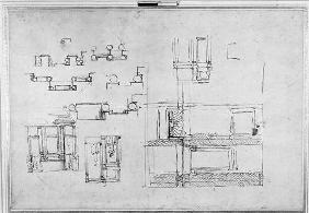 Studies for the Medici Tomb, c.1520 (pen & ink on paper) 1517