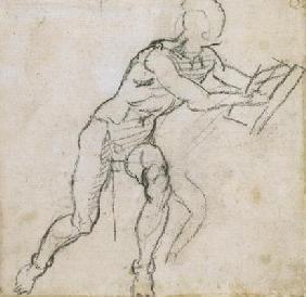 Study of a seated male nude, c.1511 (black chalk on paper) 16th