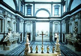 View of the interior designed by Michelangelo Buonarroti (1475-1564) showing the Medici tombs of Lor 1520-24 an