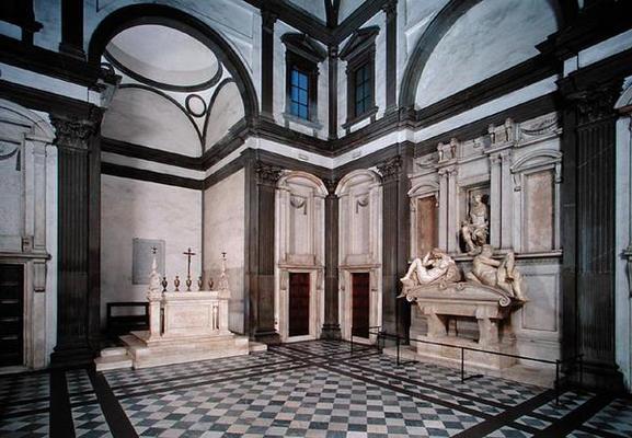 View of the interior showing the Tomb of Giuliano de' Medici (1492-1519) designed 1520-34 (photo) von Michelangelo (Buonarroti)