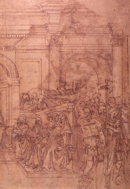 W.29 Sketch of a crowd for a classical scene von Michelangelo (Buonarroti)