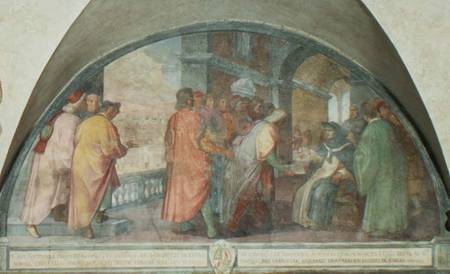 St. Antoninus Founds the Company of Good Men at San Martino, lunette von Michelangelo Cinganelli