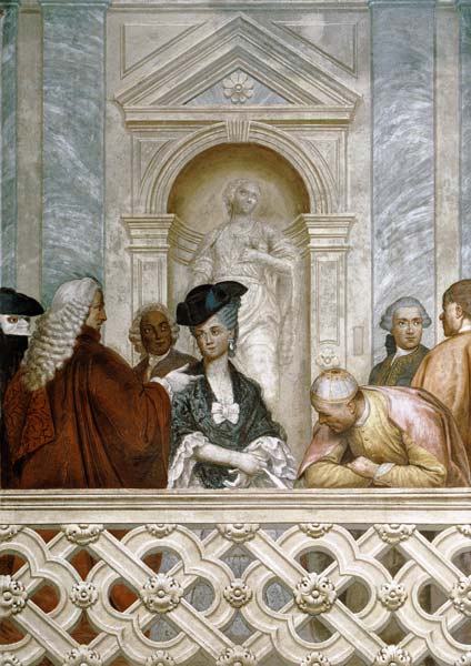 Group of seven notaries including one ecclesiastical figure von Michelangelo Morlaiter