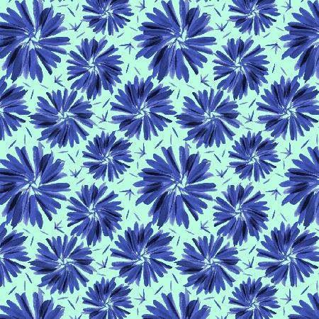 Blumenwirbel Marineblau auf Mint